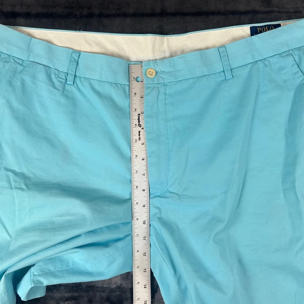 Polo Ralph Lauren Chino Shorts Mens 42 Blue Pima Cotton Flat Front Classic Fit‎